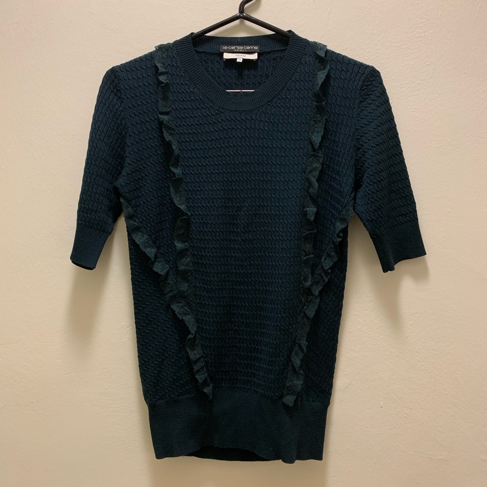 Erdem Gaia Top Ruffled Trim Crew Neck Sz XS